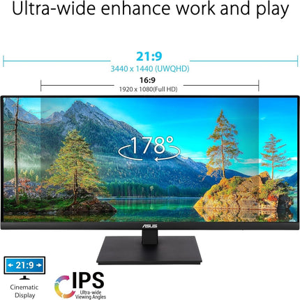 ASUS VP349CGL 34" UWQHD @ 100 Hz IPS 300 cd/m2 1000:1 HDR10 1 ms HDMI Monitor